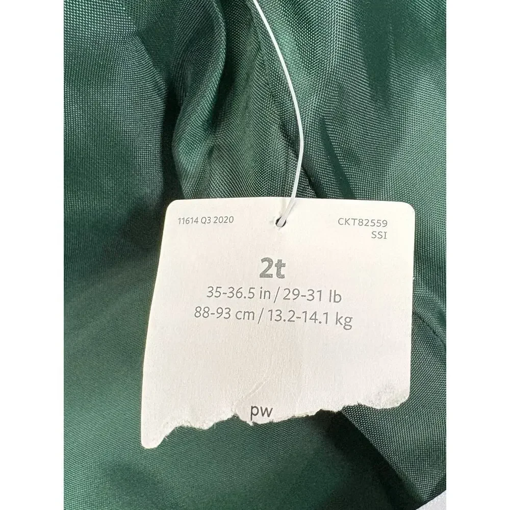 Carter’s Toddler Puffer Vest Size 2T Green Blue Corduroy Collar Sherpa
